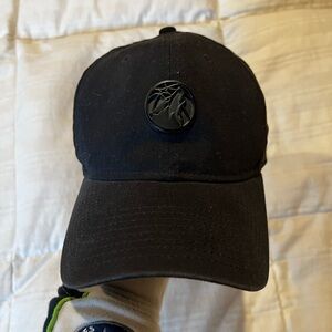 Minnesota Timberwolves baseball cap, black, leather adjusting